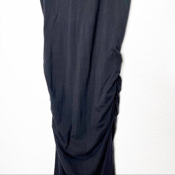 Athleta Comeback Tank Midi Dress Black Ruched Pima Cotton Fitted Minimalist - Picture 6 of 10